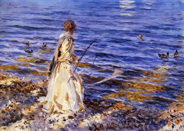 Girl Fishing John Singer Sargent Oil Paintings